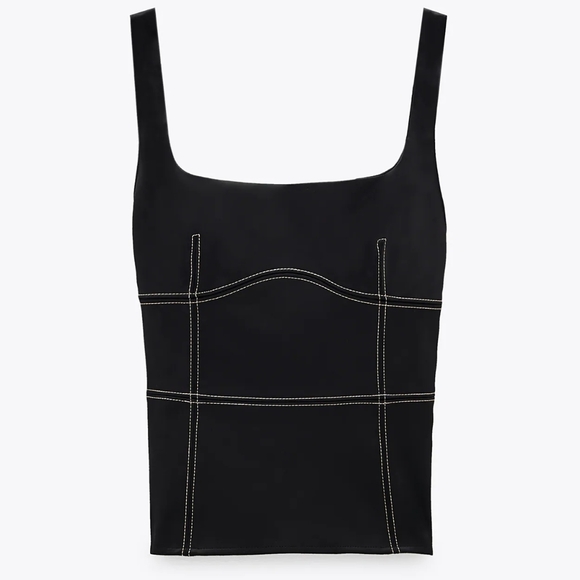 ZARA| LIMITED EDITION TOPSTITCHED TOP - Picture 1 of 8